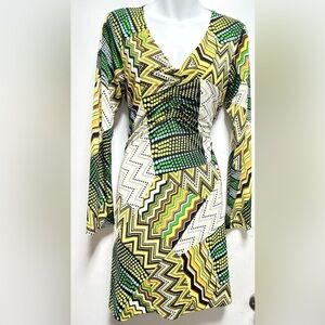 Source Unknown Vibrant Zigzag Long Sleeve Dress